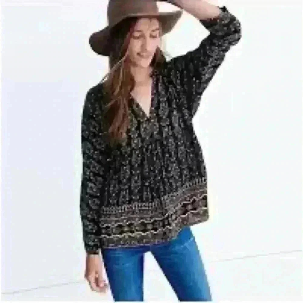 Madewell Silk Bohème Popover Shirt in Burnished Floral Women’s XS